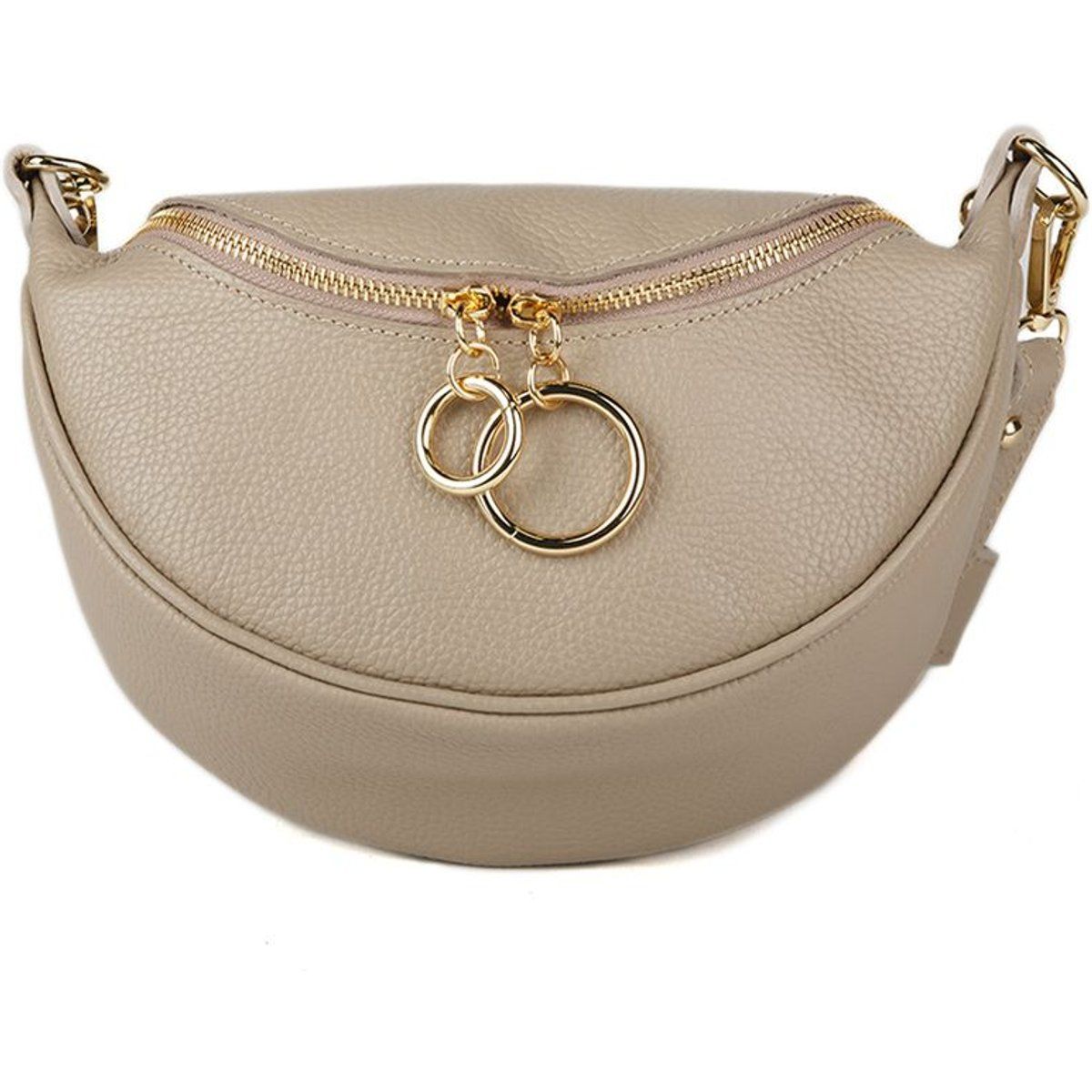 Gemascherte halbrunde Leder-Schultertasche