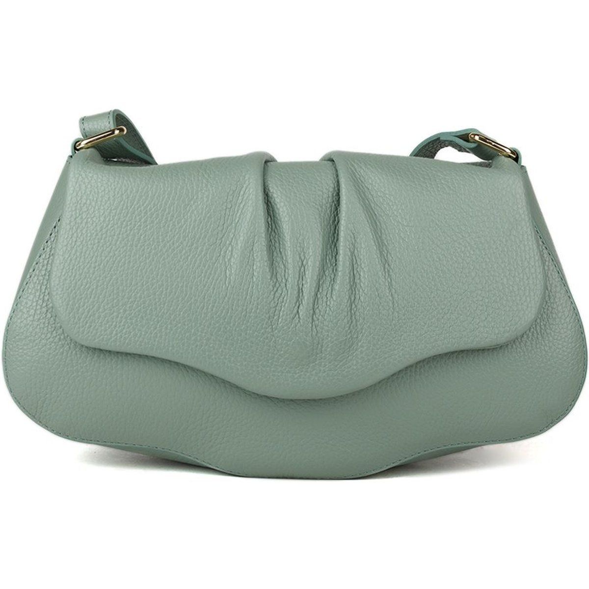 Schultertasche aus Leder mit Raffung