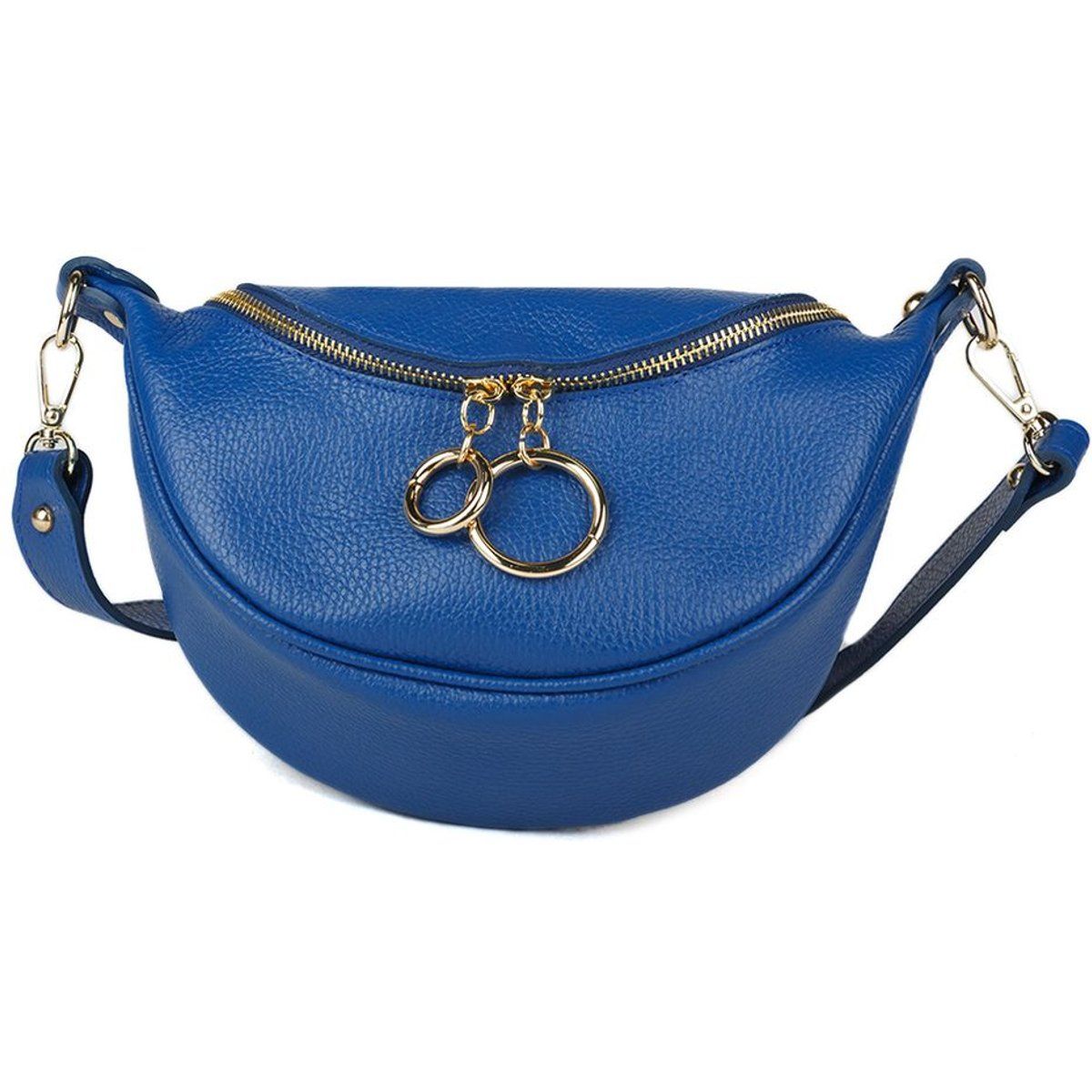 Genarbte Leder-Gürteltasche in Halbmondform