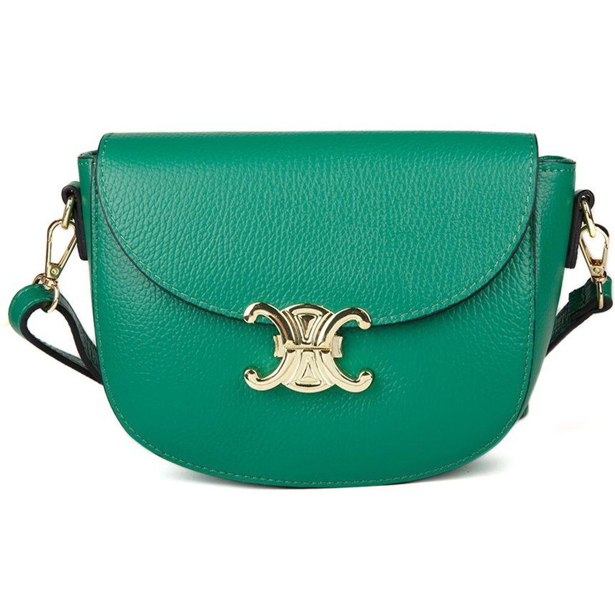 Satteltasche aus genarbtem Leder mit Gold-Emblem
