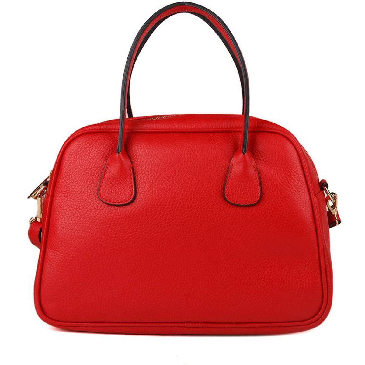 Genarbte Leder-Henkeltasche in Kuppelform