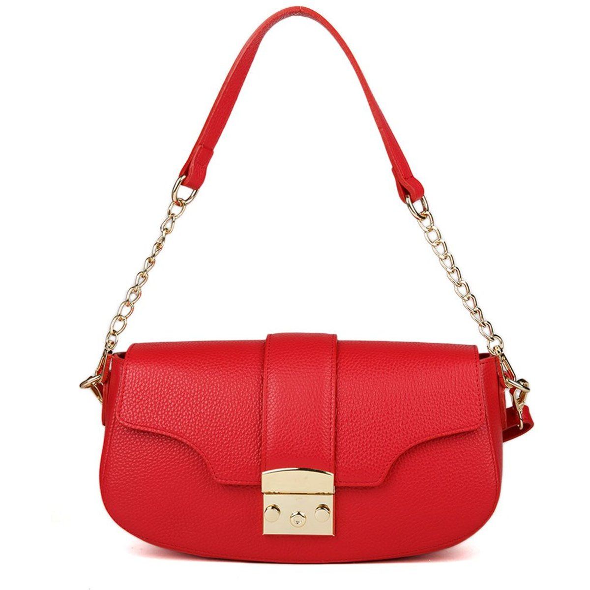 Elegante Schultertasche aus genarbtem Leder