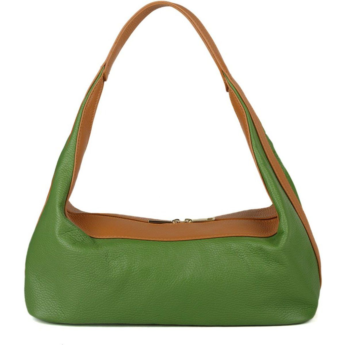 Zweifarbige Hobo-Tasche aus genarbtem Leder