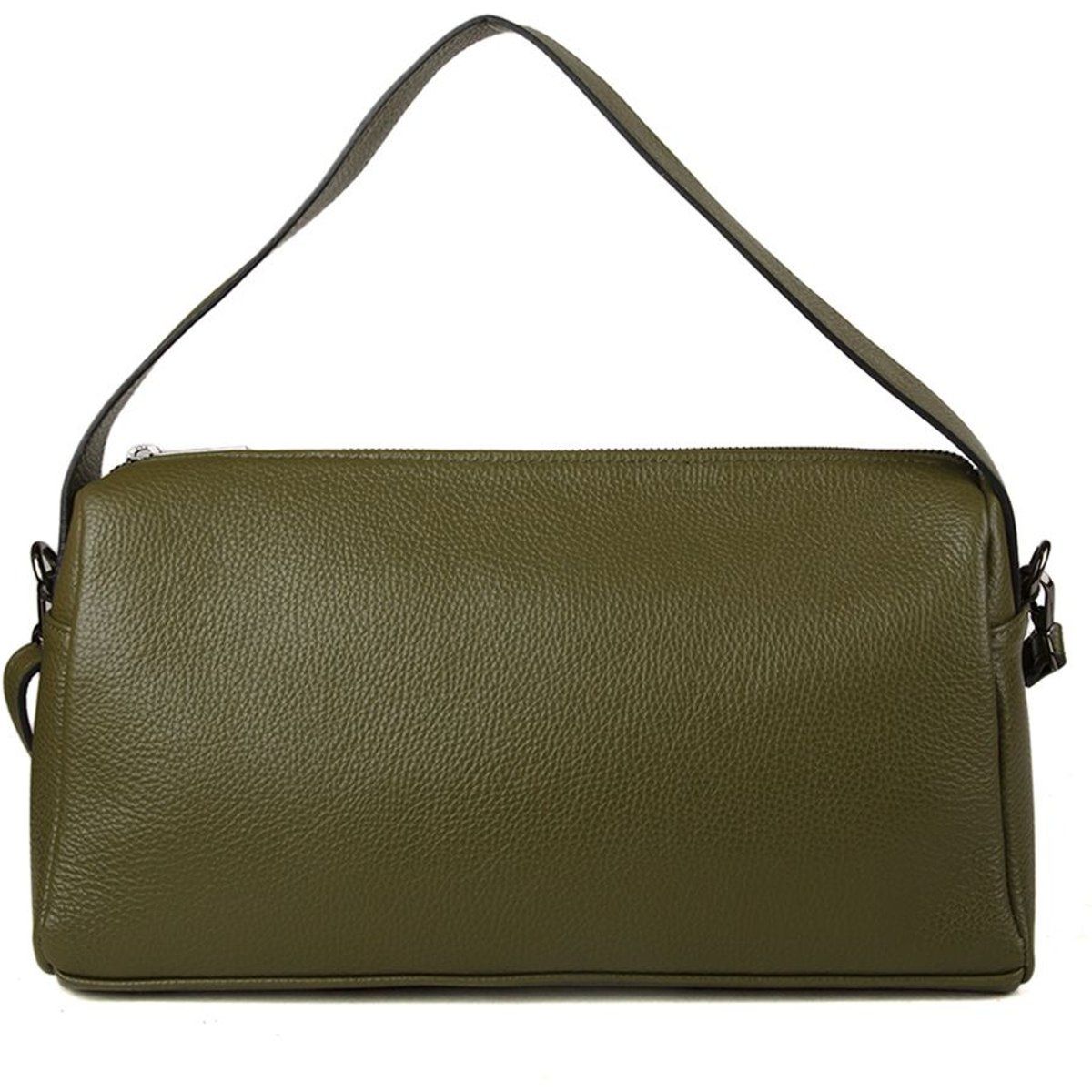 Zylindrische Schultertasche aus genarbtem Leder