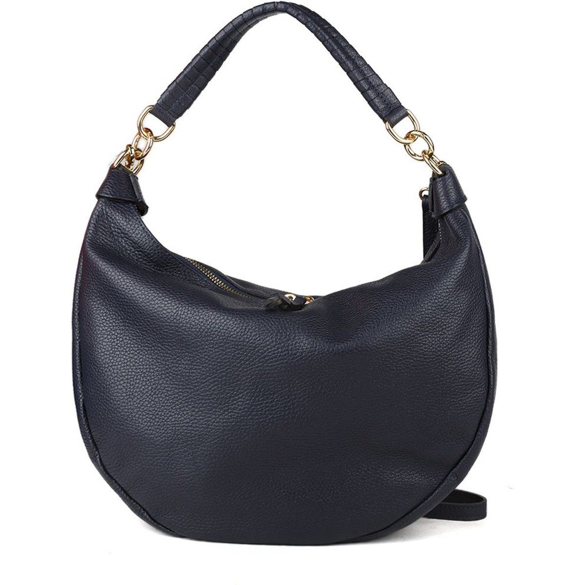 Mondförmige Handtasche aus genarbtem Leder