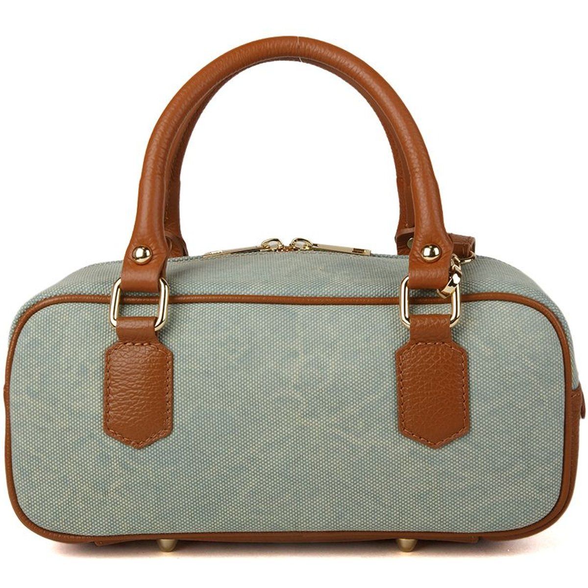 Elegante zweifarbige Leder-Satchel
