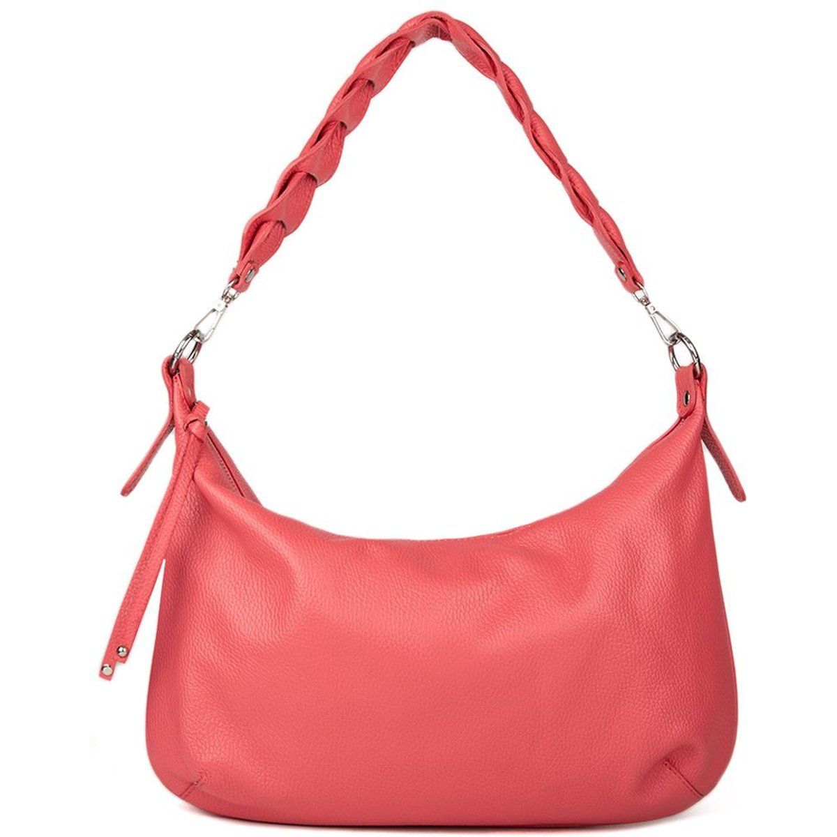 Leder-Schultertasche mit geflochtenem Griff