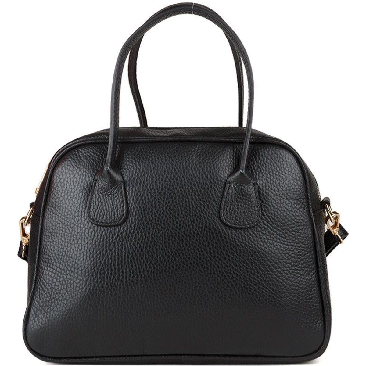 Klassische Bowling-Handtasche aus genarbtem Leder