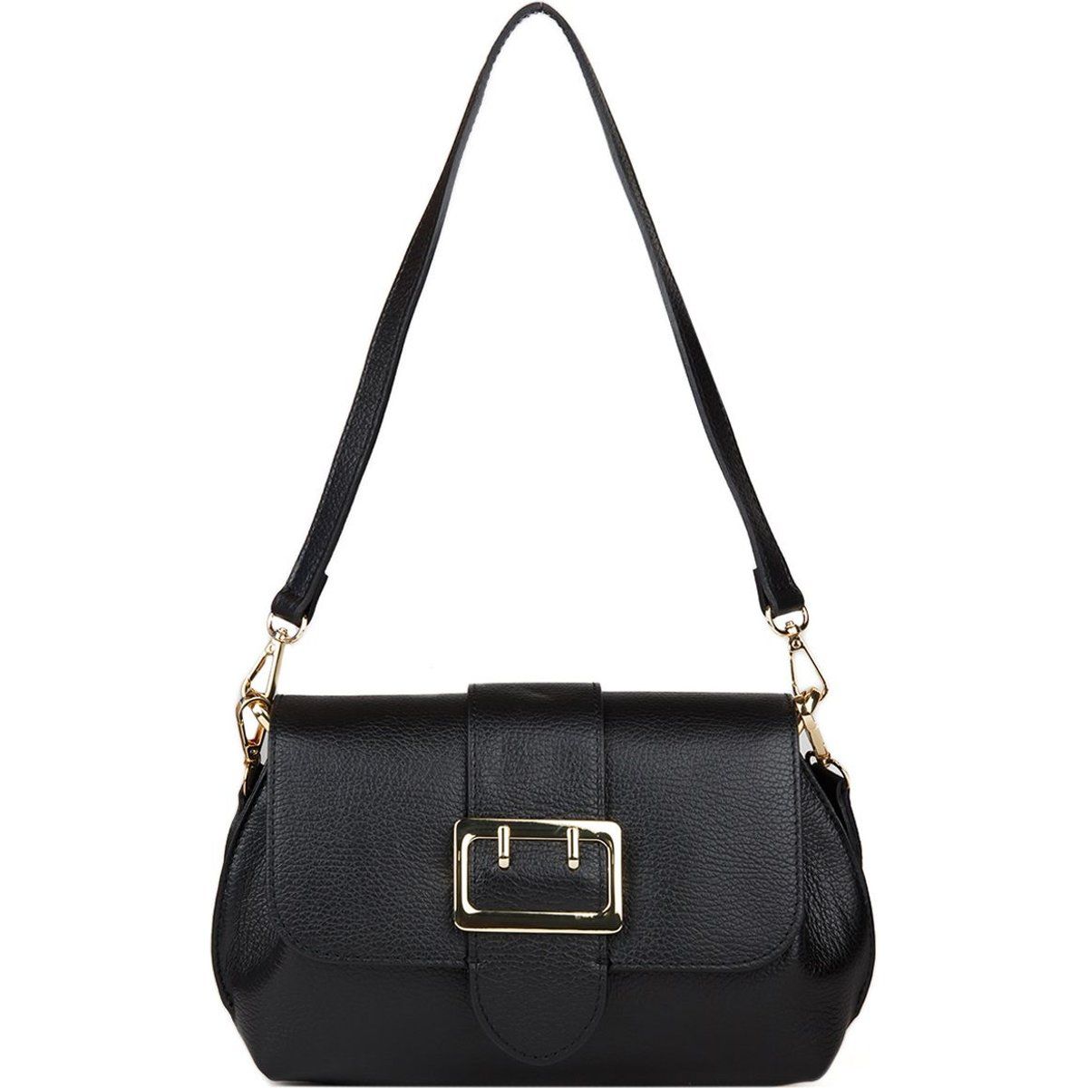 Elegante genarbte Leder-Schnallentasche