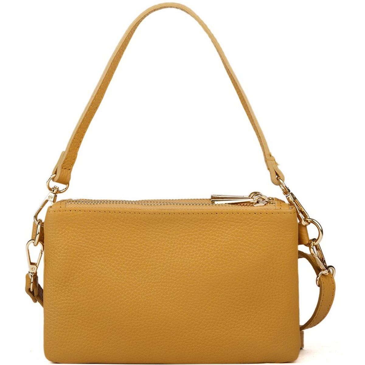 Genarbte Ledertasche mit Mehrfachfächern