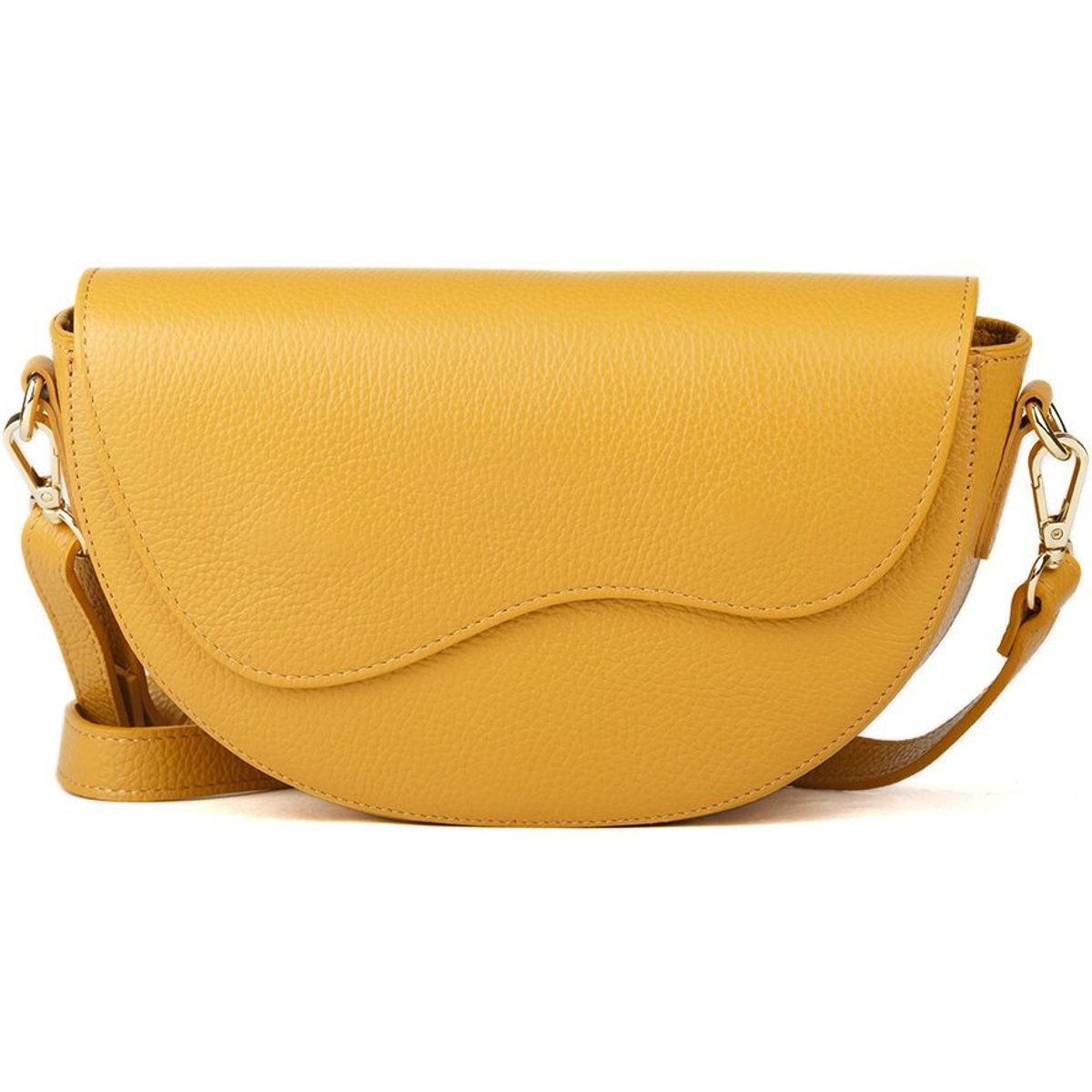 Halbrunde Schultertasche aus genarbtem Leder