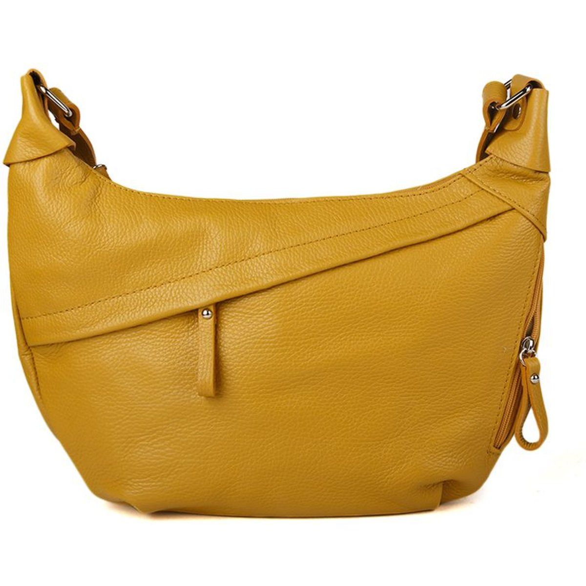 Lässige Schultertasche aus genarbtem Leder