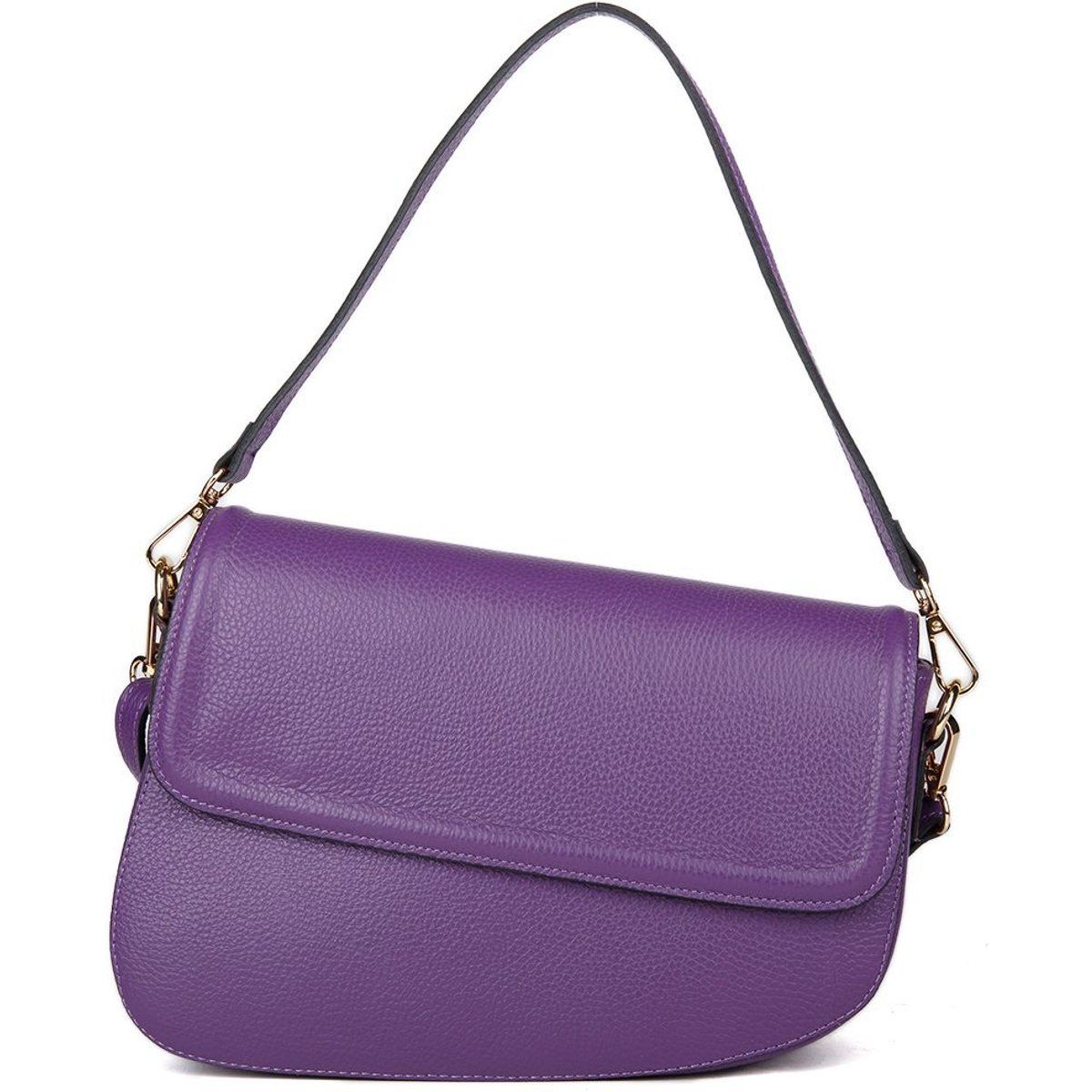Asymmetrische Schultertasche aus genarbtem Leder
