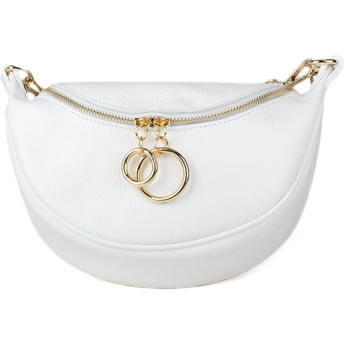 Halbmondförmige Tasche aus genarbtem Leder