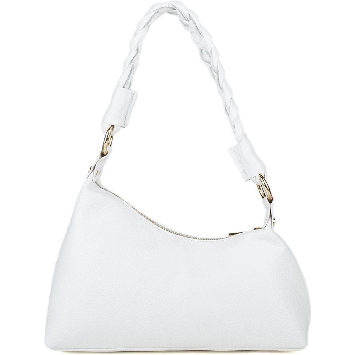 Lederschultertasche mit geflochtenem Henkel