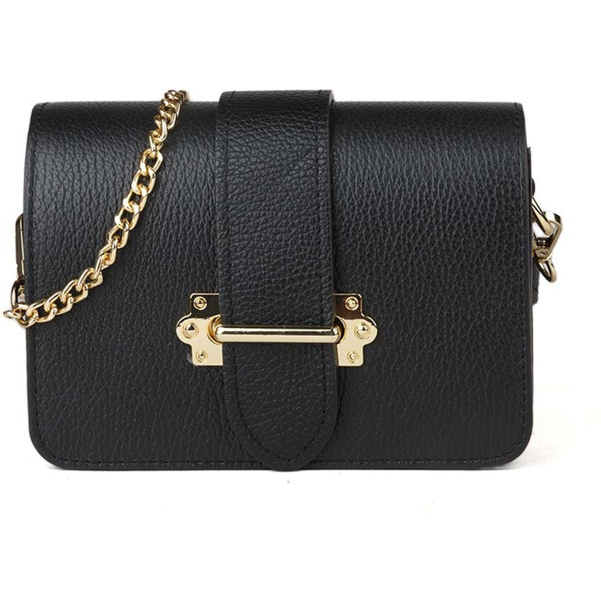 Elegante Überschlagtasche aus genarbtem Leder
