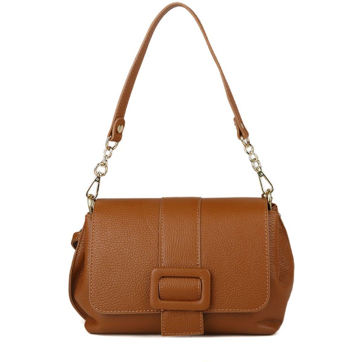 Strukturierte Schultertasche aus genarbtem Leder