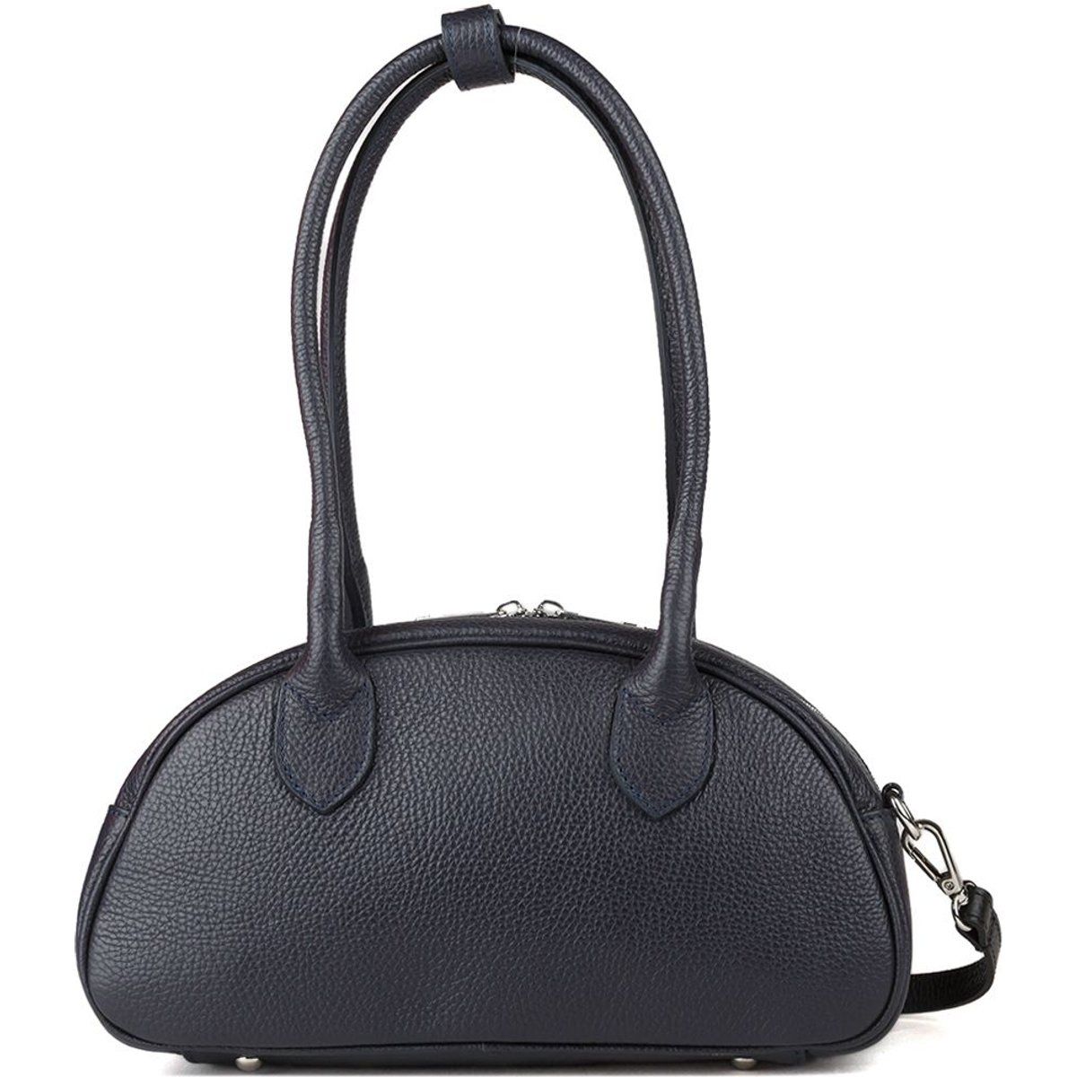 Halbrunde Handtasche aus genarbtem Leder
