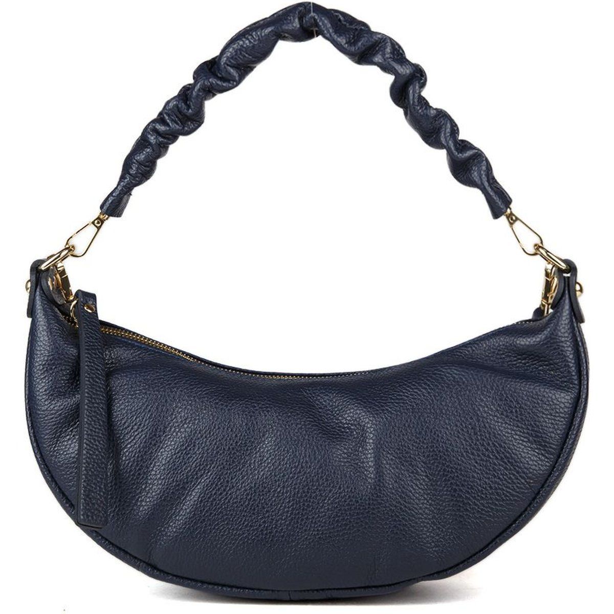 Halbmond-Ledertasche mit gerafftem Griff