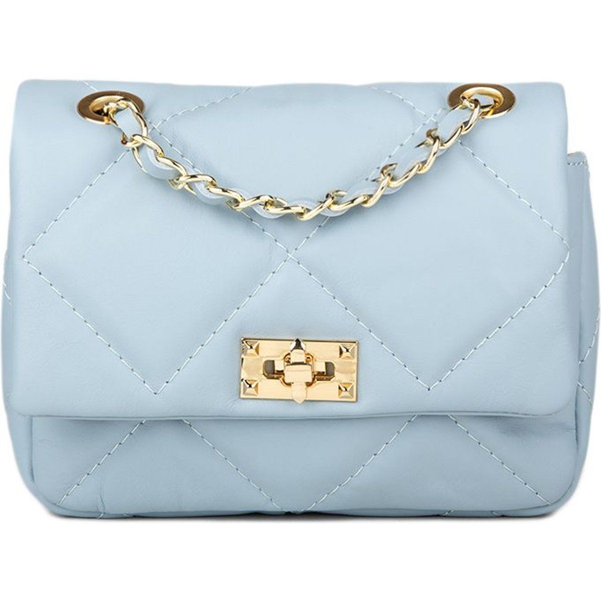 Gesteppte Mini-Flap-Tasche aus Leder