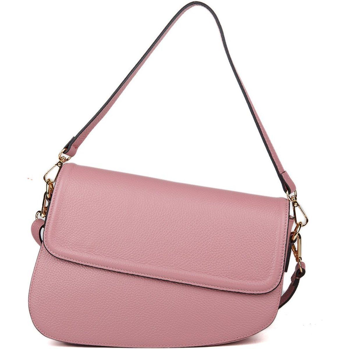 Asymmetrische Schultertasche aus genarbtem Leder