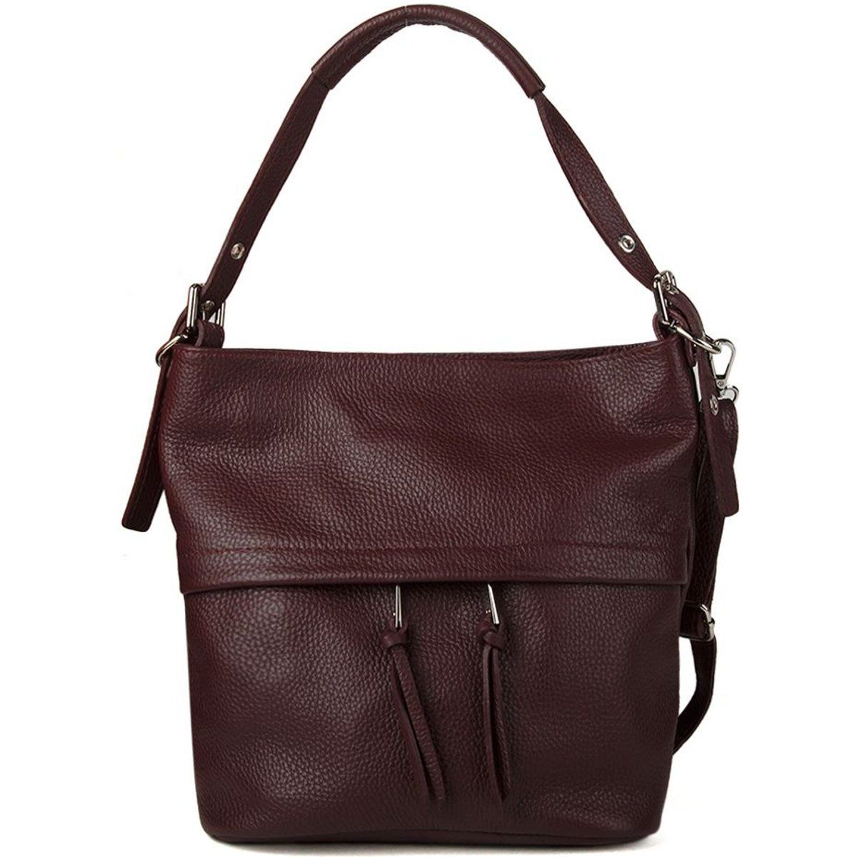 Gekörnte Leder-Schultertasche im Beutelstil