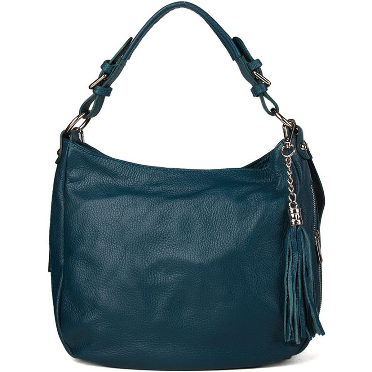 Hobo-Schultertasche aus genarbtem Leder