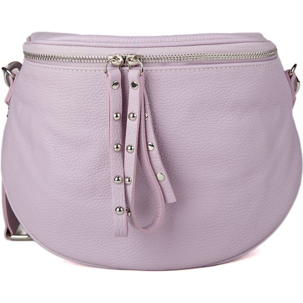 Halbmond-Tasche aus genarbtem Leder