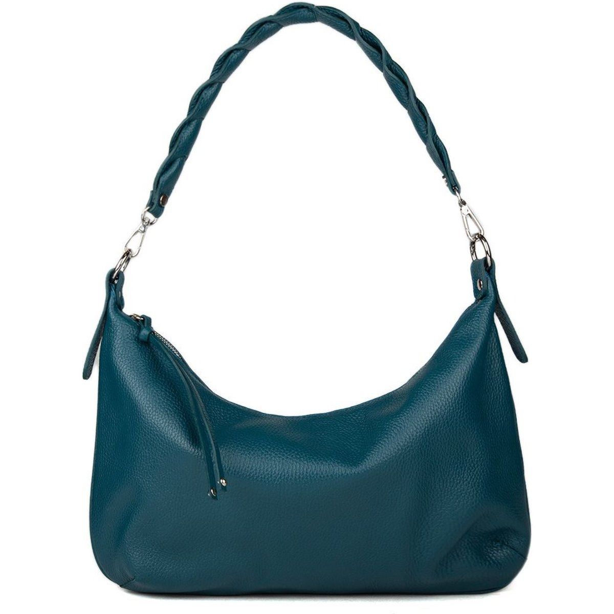 Hobo-Tasche mit geflochtenem Ledergriff