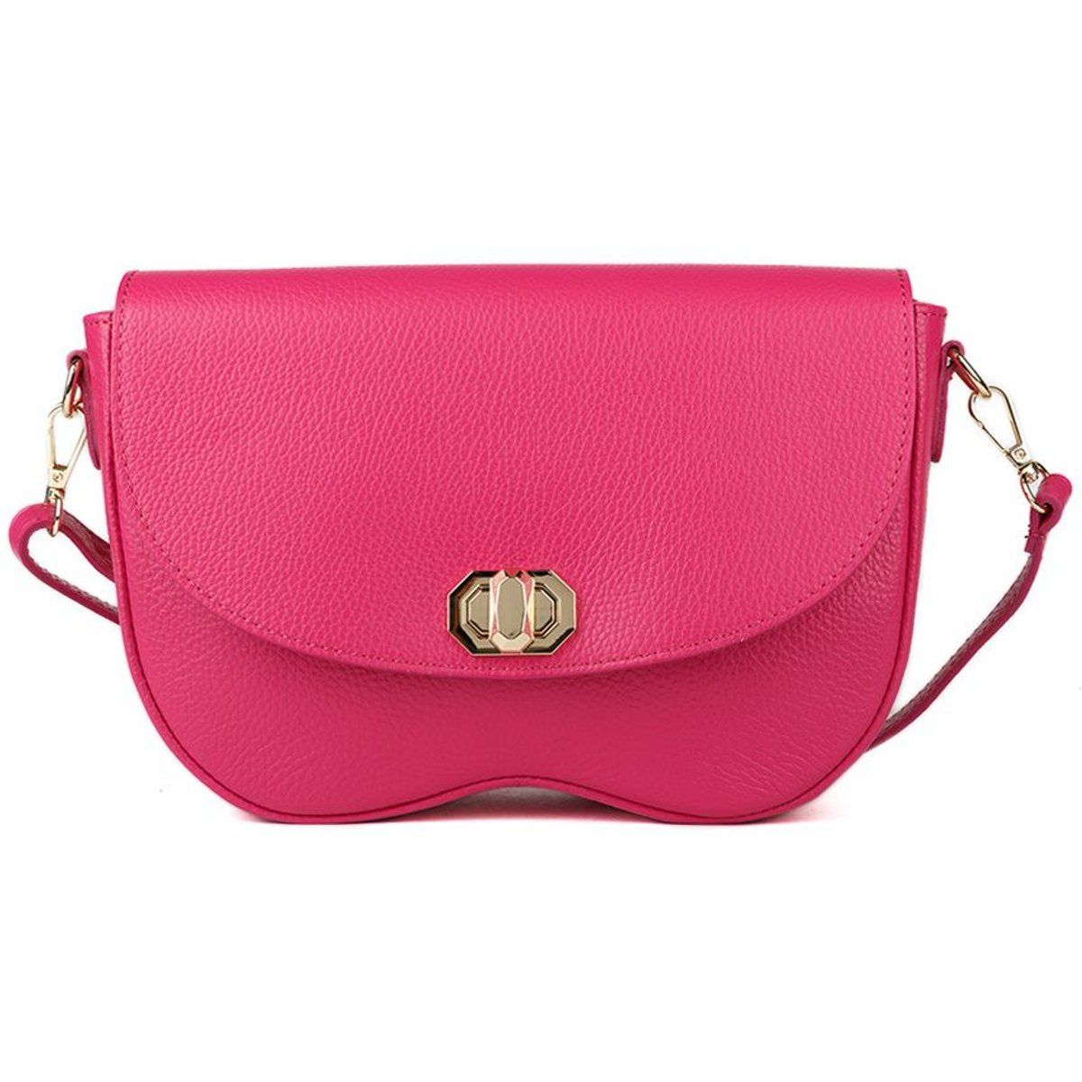 Leder-Schultertasche mit geschwungener Unterseite