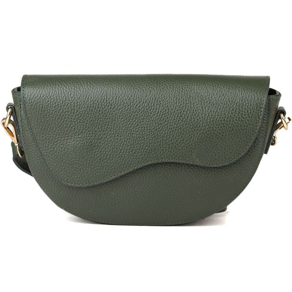 Leder-Satteltasche mit Wellen-Klappe