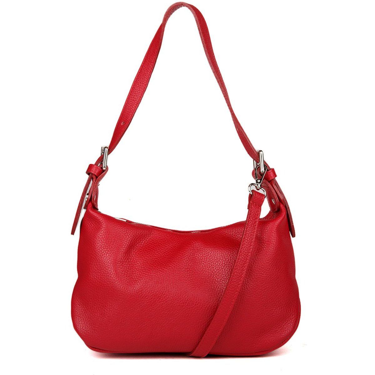 Strukturierte Leder-Crescent-Handtasche