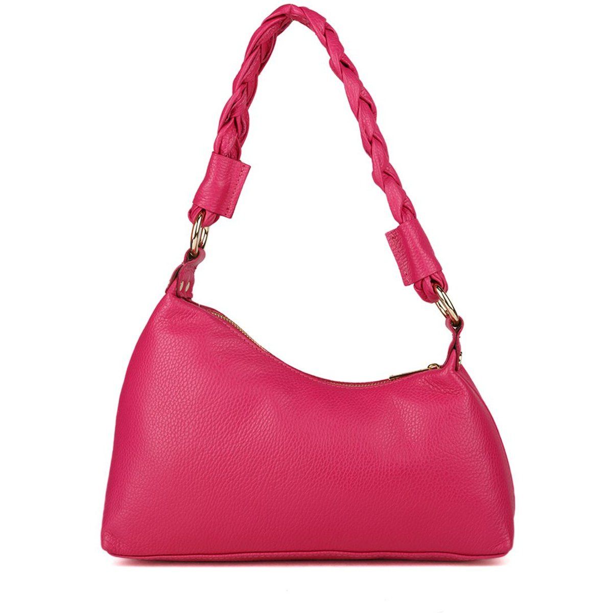 Leder-Schultertasche mit geflochtenem Henkel