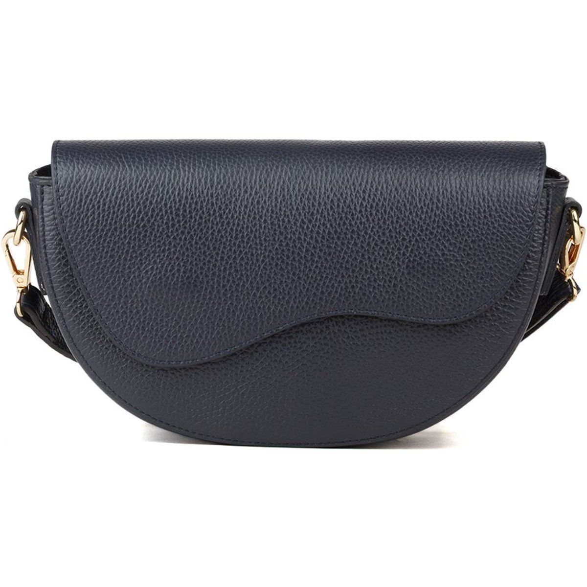 Satteltasche mit Wellenklappe aus genarbtem Leder