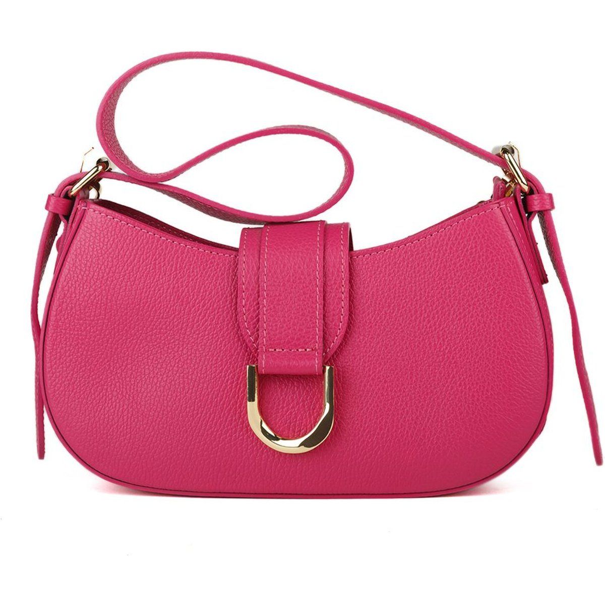 Strukturierte Leder-Tasche in Halbmondform