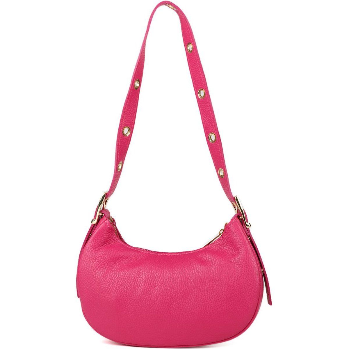 Halbmond-Ledertasche mit Ösen-Details