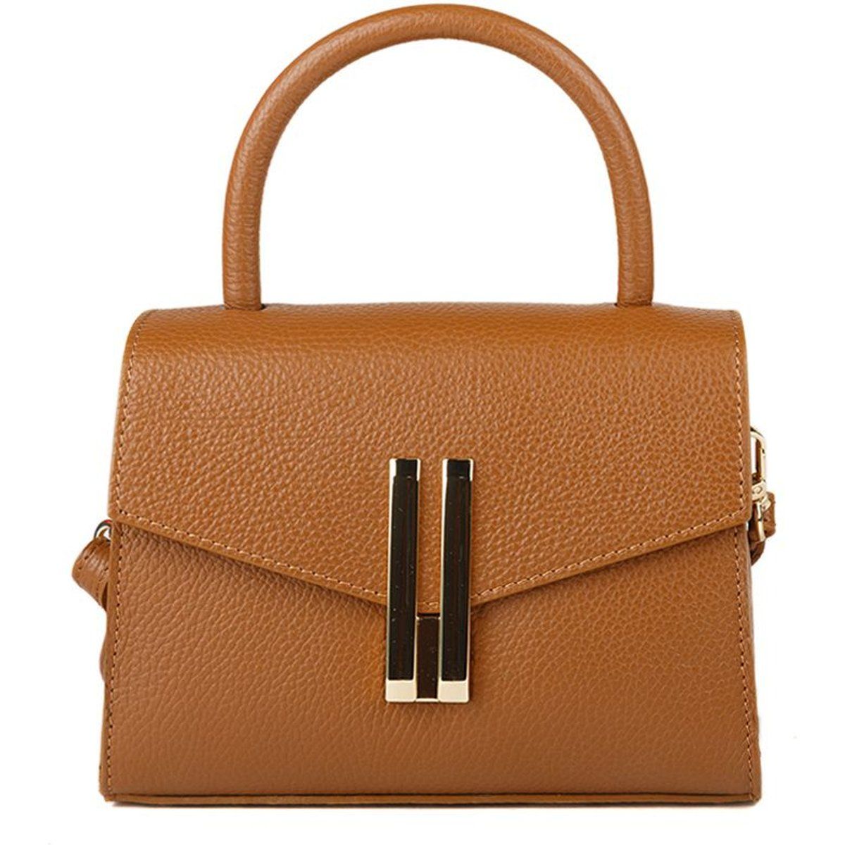 Strukturierte Lederhandtasche mit Griff