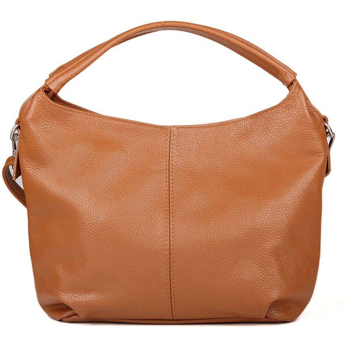 Klassische Schultertasche aus genarbtem Leder