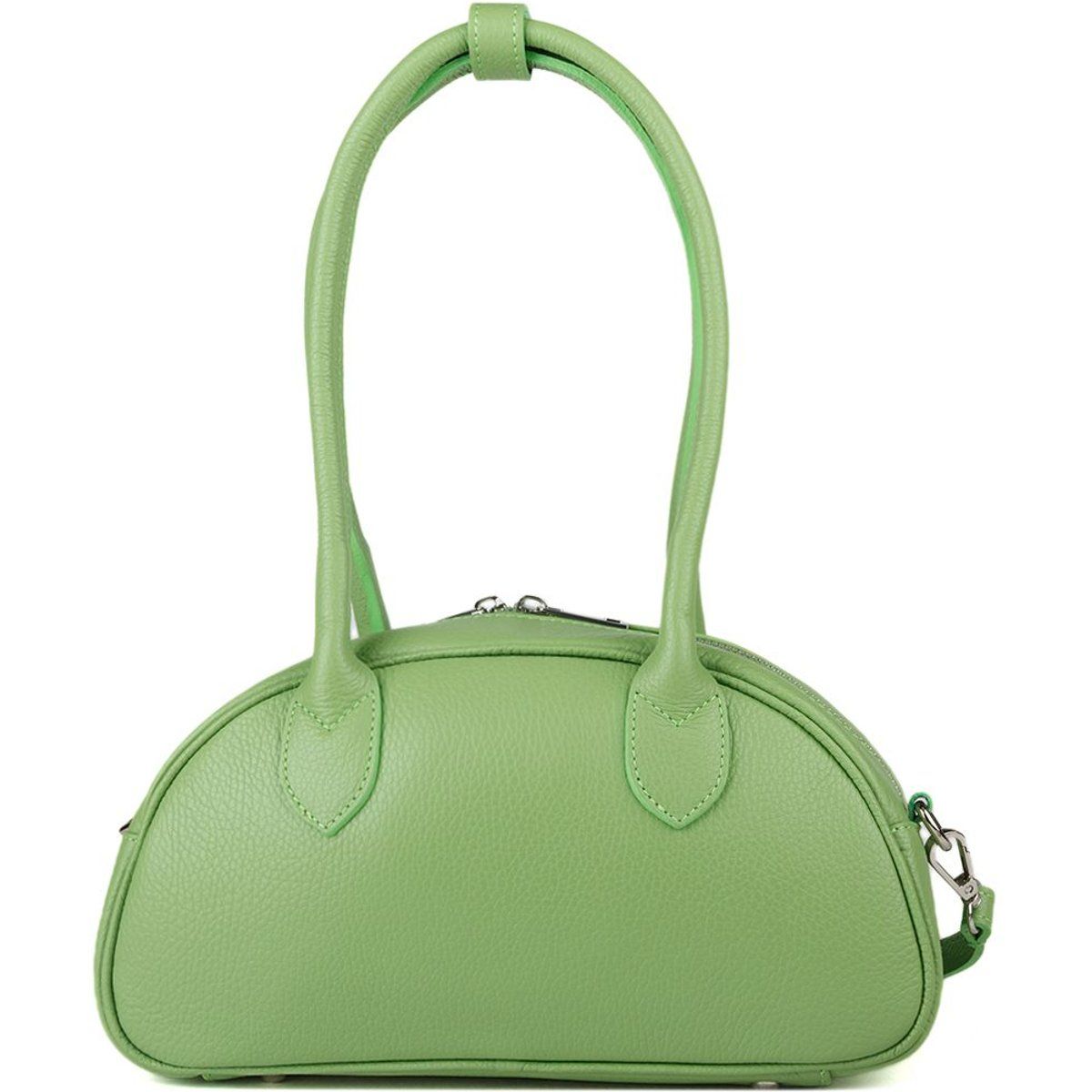 Geschwungene Schultertasche aus genarbtem Leder