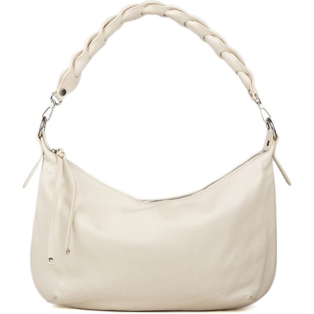 Schultertasche mit geflochtenem Ledergriff
