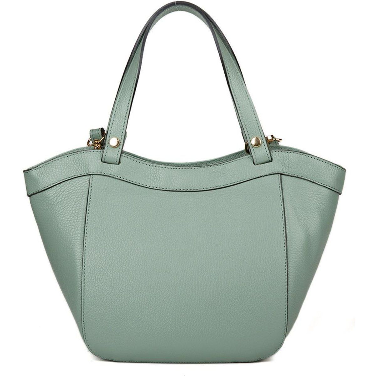 Elegante strukturierte Lederhandtasche mit Bogenkante