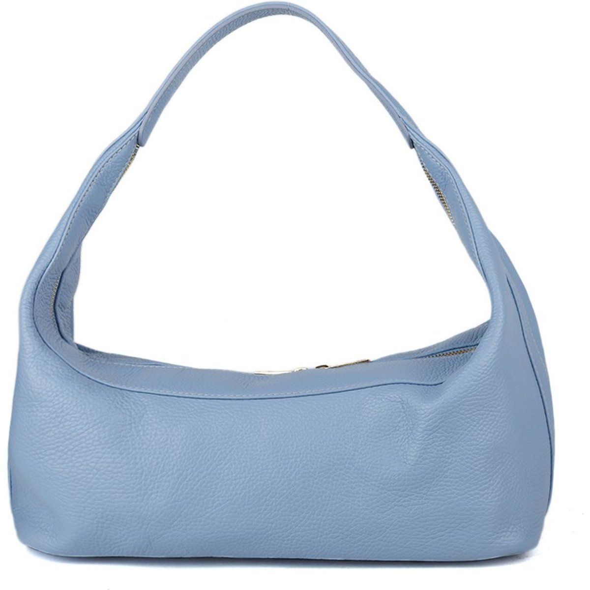 Gebogene Schultertasche aus genarbtem Leder