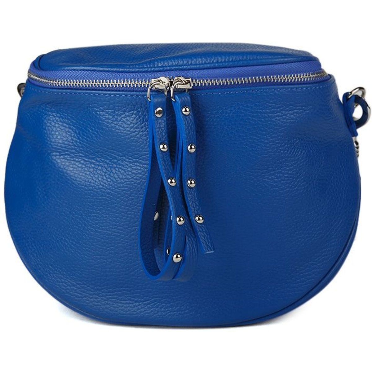 Halbmond-Lederhandtasche mit Nieten