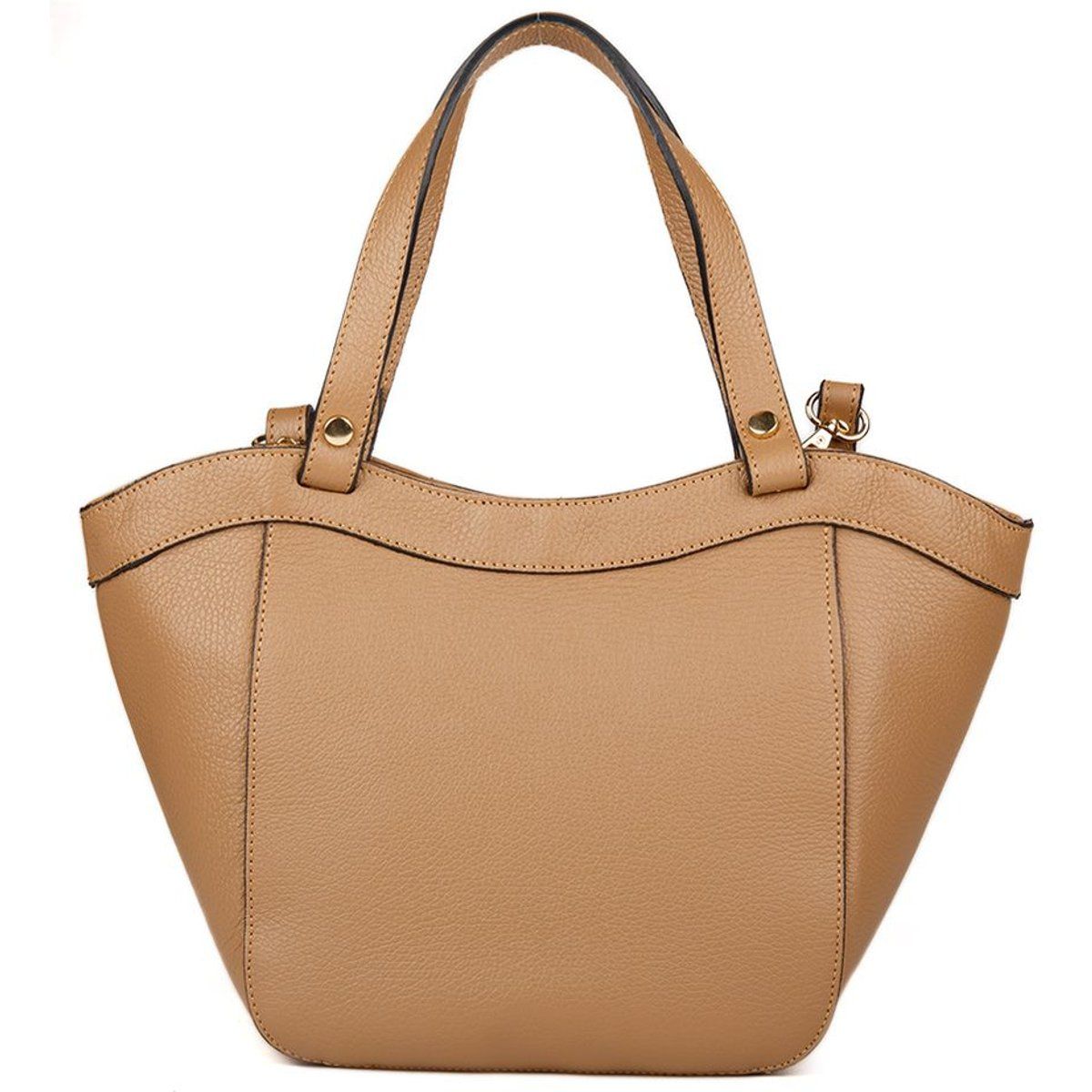 Strukturierte Lederhandtasche mit Rundgriff