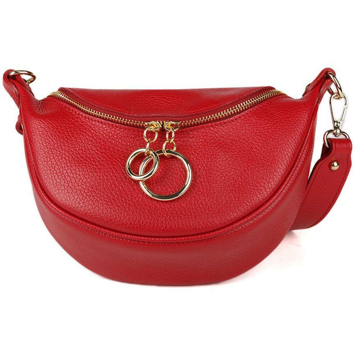 Halbmondtasche aus genarbtem Leder