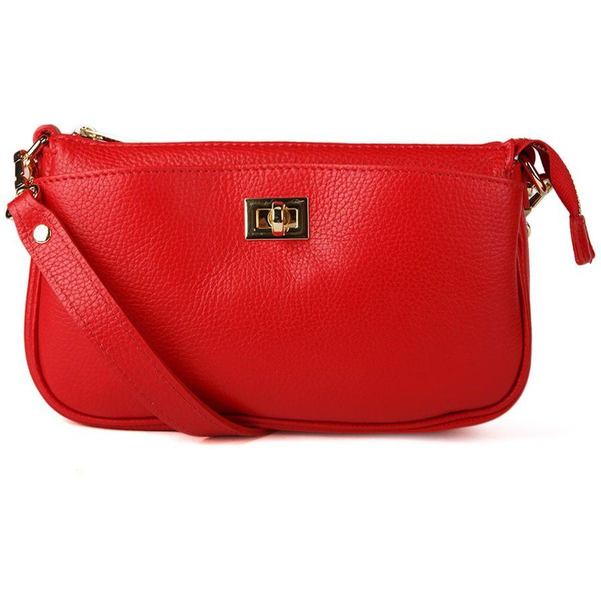Crossbody-Tasche aus genarbtem Leder