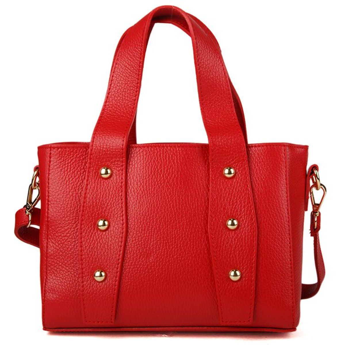 Besetzte Leder-Henkeltasche