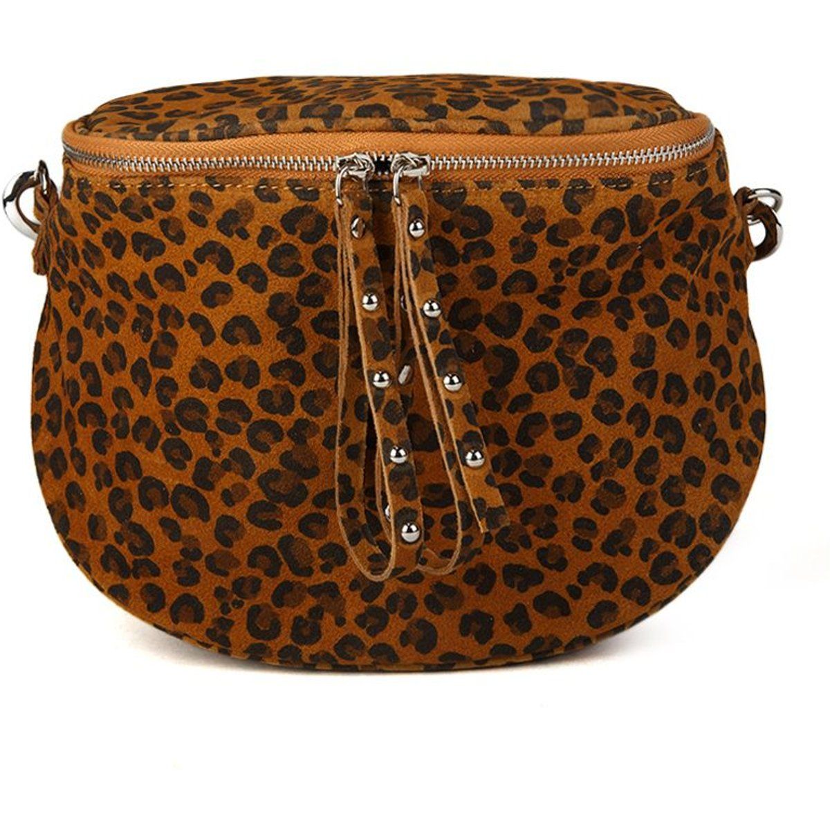 Crossbody-Tasche mit Leoparden-Wildleder-Optik