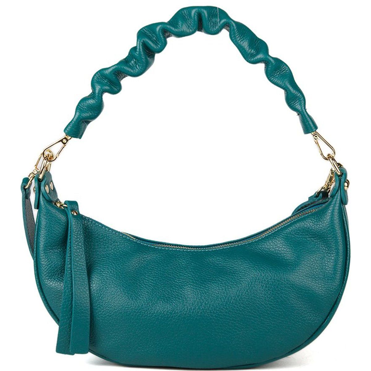 Schultertasche mit Raffgriff in Halbmondform