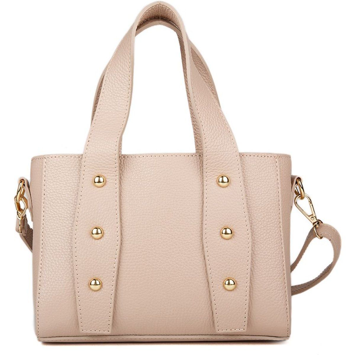 Lederhandtasche mit Nieten und Henkel